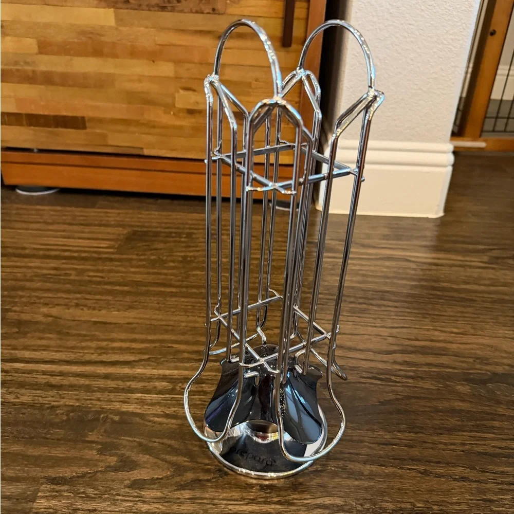 Crate&Barrel Black and Silver Carousel prepara vertuoso pod dispenser carousel